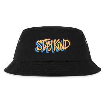 Stay Kind Typografische Botschaft - Kinder Bucket Hat - Schwarz - Vorne