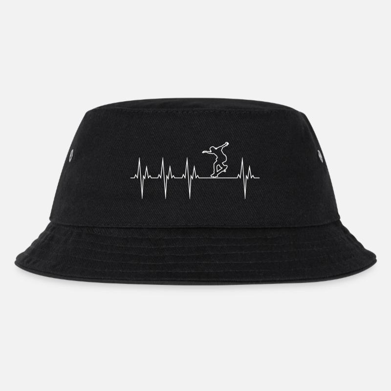 Skateboard Elektrokardiogramm EKG Skateboard - Kinder Bucket Hat - Schwarz