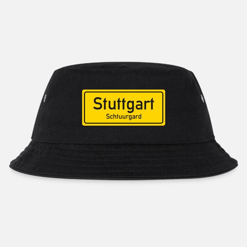 Ortsschild Stuttgart Deutschland - Kinder Bucket Hat - Schwarz