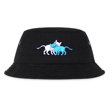 2 Glückliche Katzen Pärchen Freunde Schmusen Paar - Kinder Bucket Hat - Schwarz - Vorne