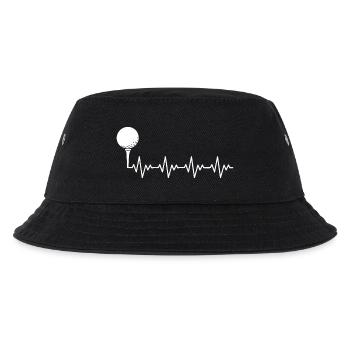 Golf Golfer Golfball EKG Herzschlag Herzfrequenz - Kinder Bucket Hat - Schwarz - Vorne