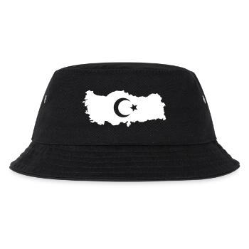 Kontur der Türkei mit Halbmond Stern - Kinder Bucket Hat - Schwarz - Vorne