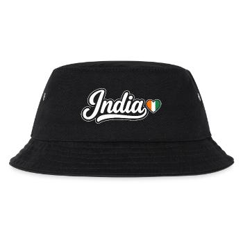 India Script with Flag Heart Patriotic - Kids’ Bucket Hat - black - Front
