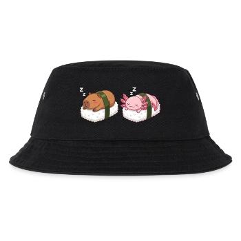 Kawaii Sushi Capybara & Axolotl Cute Sleeping - Kids’ Bucket Hat - black - Front