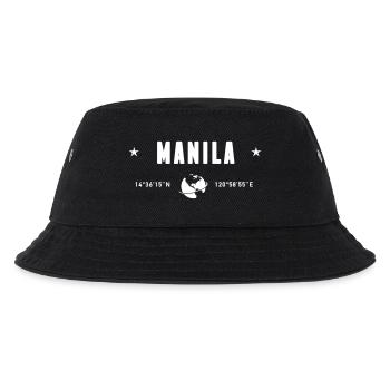 Manila, Philippinen, Koordinaten: Planet Erde Weiß - Kinder Bucket Hat - Schwarz - Vorne