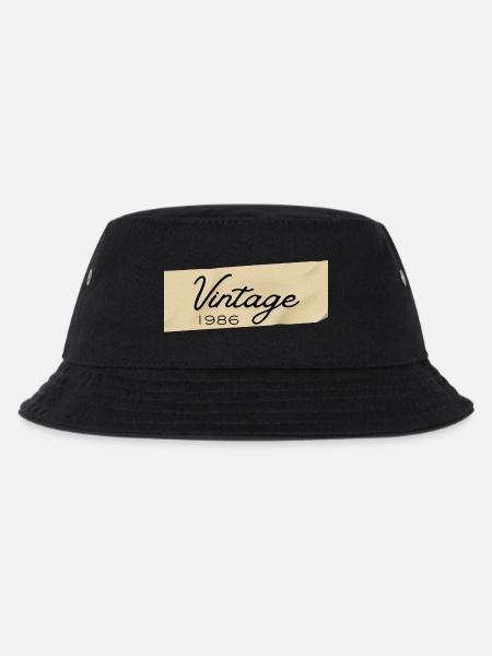 Vintage-Schrift von 1986 auf Holz - Kinder Bucket Hat - Schwarz