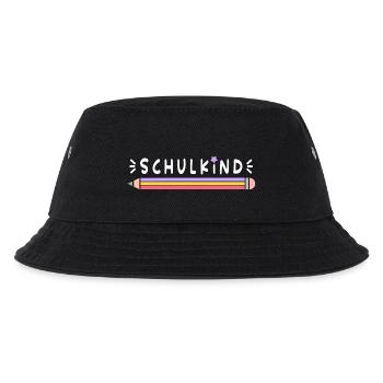 Einschulung, Schulkind, Stift, weiße Schrift - Kinder Bucket Hat - Schwarz - Vorne