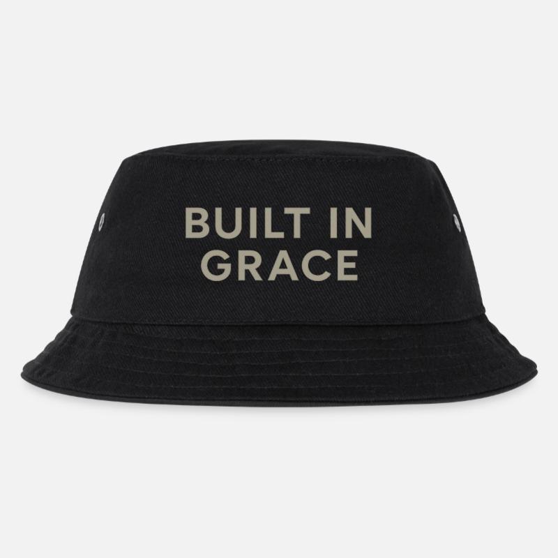 Built in Grace Typography - Kinder Bucket Hat - Schwarz