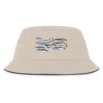 Whales diversity fond transparent - Kids’ Bucket Hat - ecru/navy - Front