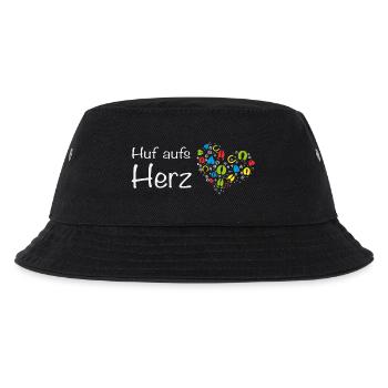 Huf aufs Herz - Hand aufs Herz! Wortspiel Tiere - Kinder Bucket Hat - Schwarz - Vorne