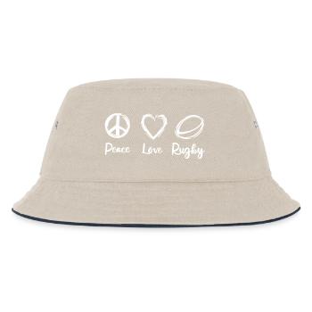 Peace Love Rugby - Kids’ Bucket Hat - ecru/navy - Front