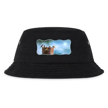 Fotodesign Spatzen-Meeting geschwungen umrandet - Kinder Bucket Hat - Schwarz - Vorne
