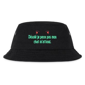 Tut mir leid, ich kann nicht, meine Katze wartet auf mich. Katzenkopf - Kinder Bucket Hat - Schwarz - Vorne