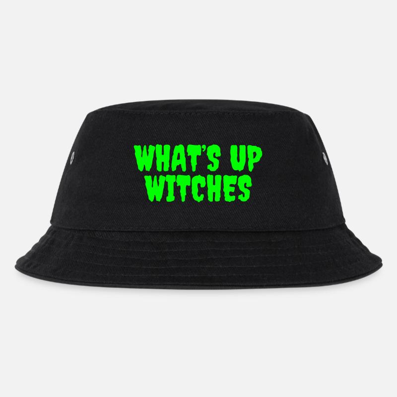 Lebendiges Grün Whats Up Hexen Design - Kinder Bucket Hat - Schwarz