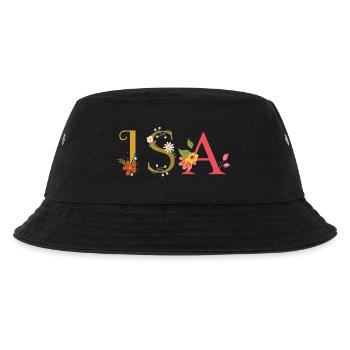 ISA Name mit Blumen geschmückt - Kinder Bucket Hat - Schwarz - Vorne