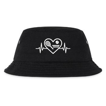 Tennis Herz Schläger Ball Netz - Kinder Bucket Hat - Schwarz - Vorne