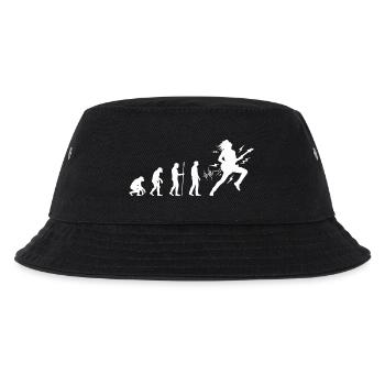 Evolution zum Rockmusiker Gitarren Design - Kinder Bucket Hat - Schwarz - Vorne