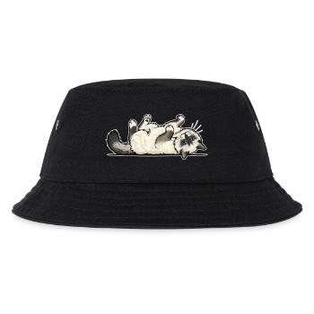 Grauer getigerter Katzen-Jäger-Jäger-Porträt - Kinder Bucket Hat - Schwarz - Vorne