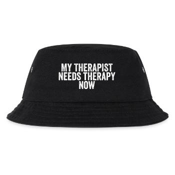 Mein Therapeut braucht jetzt selbst Therapie. - Kinder Bucket Hat - Schwarz - Vorne