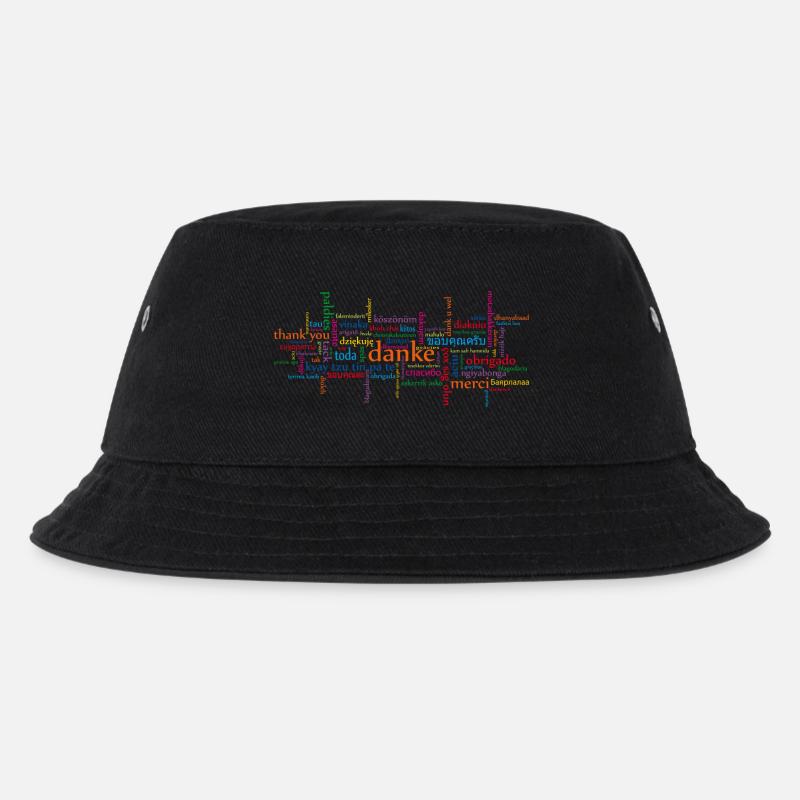 Danke in versch. Sprachen - Kinder Bucket Hat - Schwarz