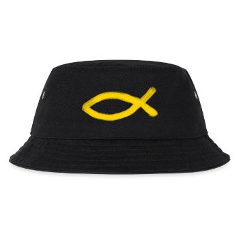 yellow Jesus fish fish Ichthys fish - Kids’ Bucket Hat - black - Front