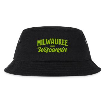 Milwaukee Wisconsin Vintage Script - Kinder Bucket Hat - Schwarz - Vorne