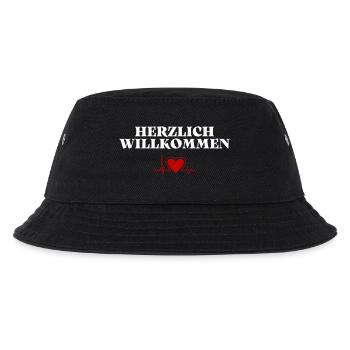Herzlich Willkommen Herz Liebe - Kinder Bucket Hat - Schwarz - Vorne