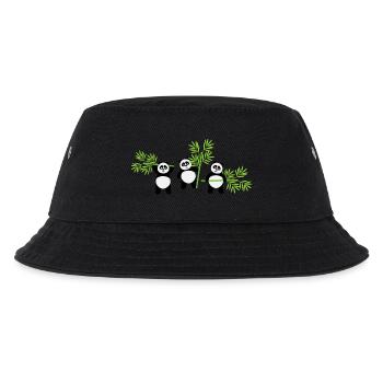 Kawaii Panda mit Bambus – Spaßiges und zartes Muster - Kinder Bucket Hat - Schwarz - Vorne