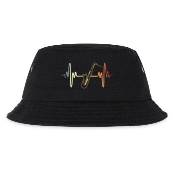 Vintage Saxophon Herzschlag - Kinder Bucket Hat - Schwarz - Vorne