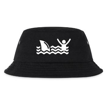T-Shirt Hai Schwimmen Rettung Spaß Surfen Strand - Kinder Bucket Hat - Schwarz - Vorne