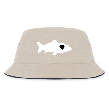 Carpe amour coeur poisson pêche cadeau - Bob Enfant - blanc cassé/bleu marine - Devant