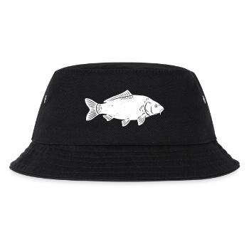 Karpfen-Silhouette im rauen Grunge carpfishing - Kinder Bucket Hat - Schwarz - Vorne