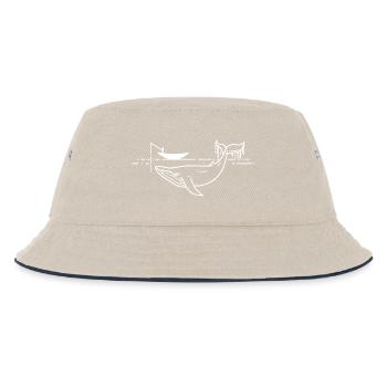 Minimal Whale Line Art on Sea - Kids’ Bucket Hat - ecru/navy - Front