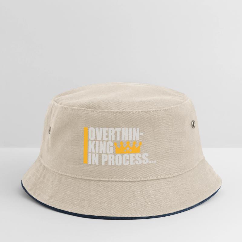 Overthinking In Process Funny Brooding Saying Logo Kids’ Bucket Hat