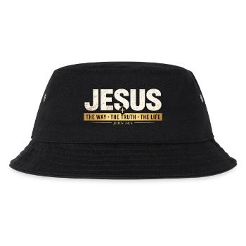 Jesus Bibelvers Der Weg Die Wahrheit Das Leben  - Kinder Bucket Hat - Schwarz - Vorne