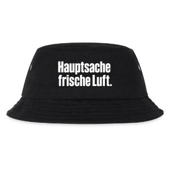 Hauptsache frische Luft Spruch Outdoor Wandern - Kinder Bucket Hat - Schwarz - Vorne