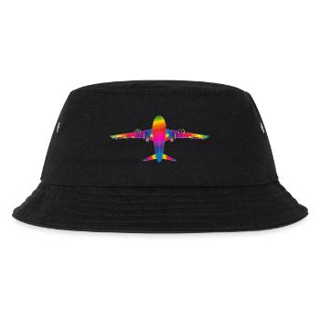 Flugzeug in Regenbogenfarben - Kinder Bucket Hat - Schwarz - Vorne