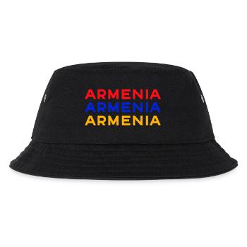 Armenia Dreifarbig Schrift-Design - Kinder Bucket Hat - Schwarz - Vorne