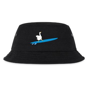 Fun Surfer Gans Surfbrett Surf Ente Surfen Gänse - Kinder Bucket Hat - Schwarz - Vorne