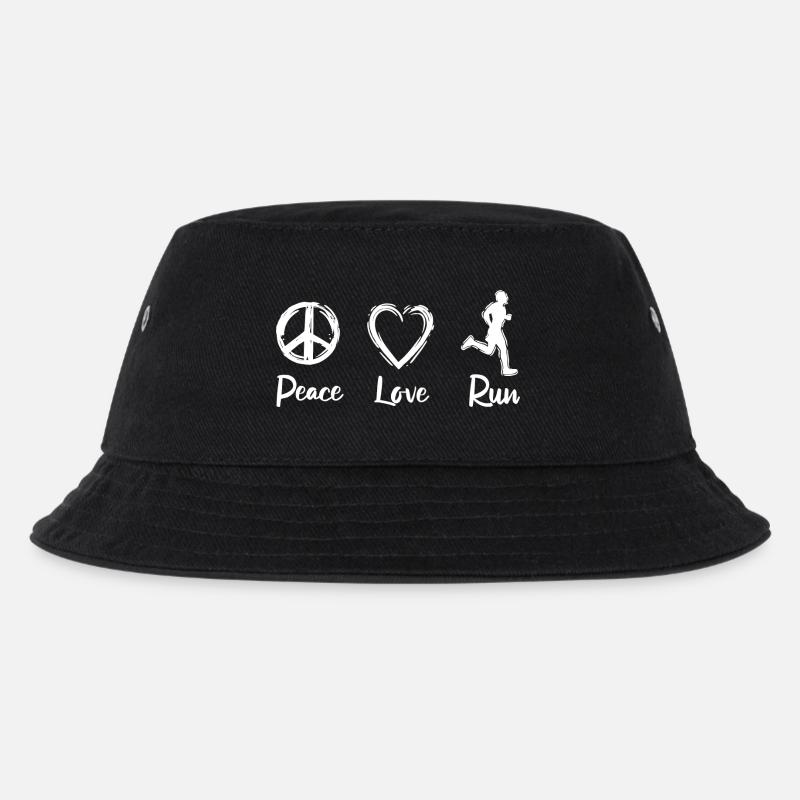 Peace Love Run - Kinder Bucket Hat - Schwarz