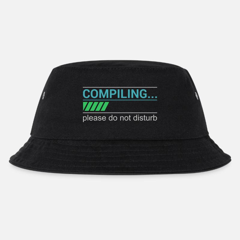 Funny Programmer T-Shirt - Compiling Please - Kids’ Bucket Hat - black