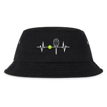 Tennis Liebe EKG Herzschlag Herzfrequenz Puls - Kinder Bucket Hat - Schwarz - Vorne