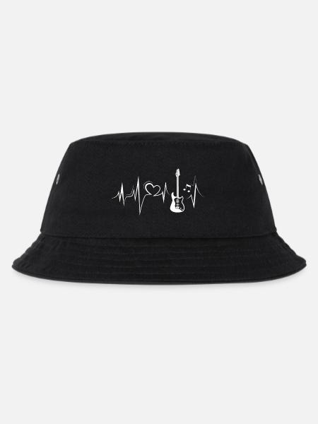 e-gitarre Herzschlag Musik Liebe Gitarrist Herz - Kinder Bucket Hat - Schwarz