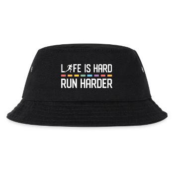 Das Leben ist hart. Laufen Sie härter. - Kinder Bucket Hat - Schwarz - Vorne