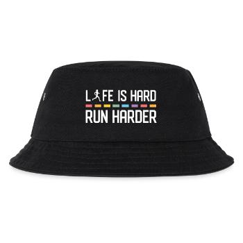 Das Leben ist hart. Laufen Sie härter. - Kinder Bucket Hat - Schwarz - Vorne