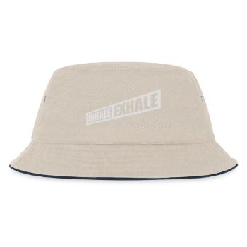 inhale exhale yoga Zitat - Kinder Bucket Hat - Natur/Navy - Vorne