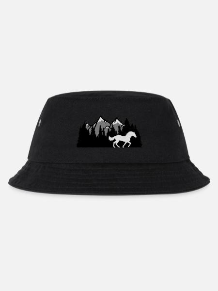 Berge Wald Natur Pferd - Kinder Bucket Hat - Schwarz