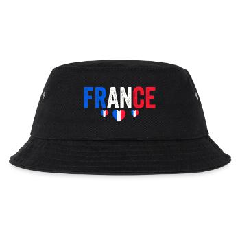 Frankreich | Ich liebe Frankreich | Das Herz Frankreichs - Kinder Bucket Hat - Schwarz - Vorne