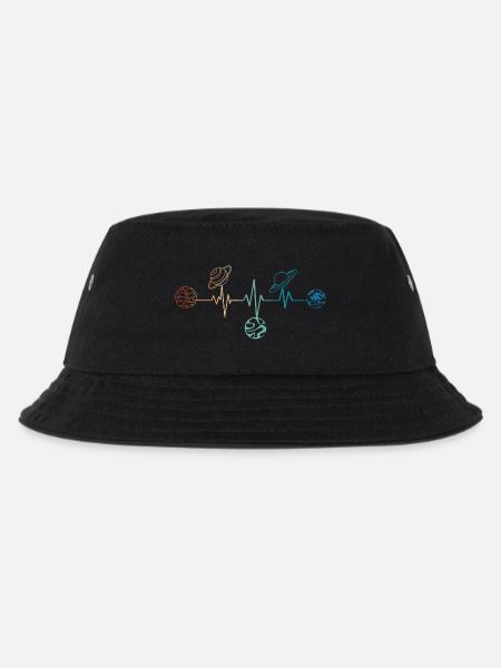 Retro Heartbeat Planeten - Kinder Bucket Hat - Schwarz