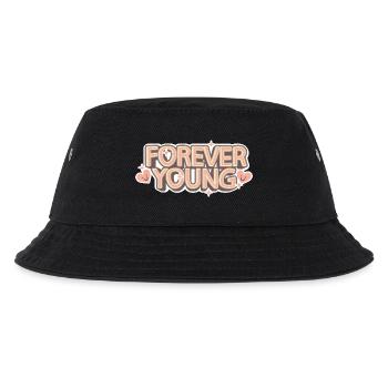 Forever Young – Verspielte Retro-Schrift - Kinder Bucket Hat - Schwarz - Vorne